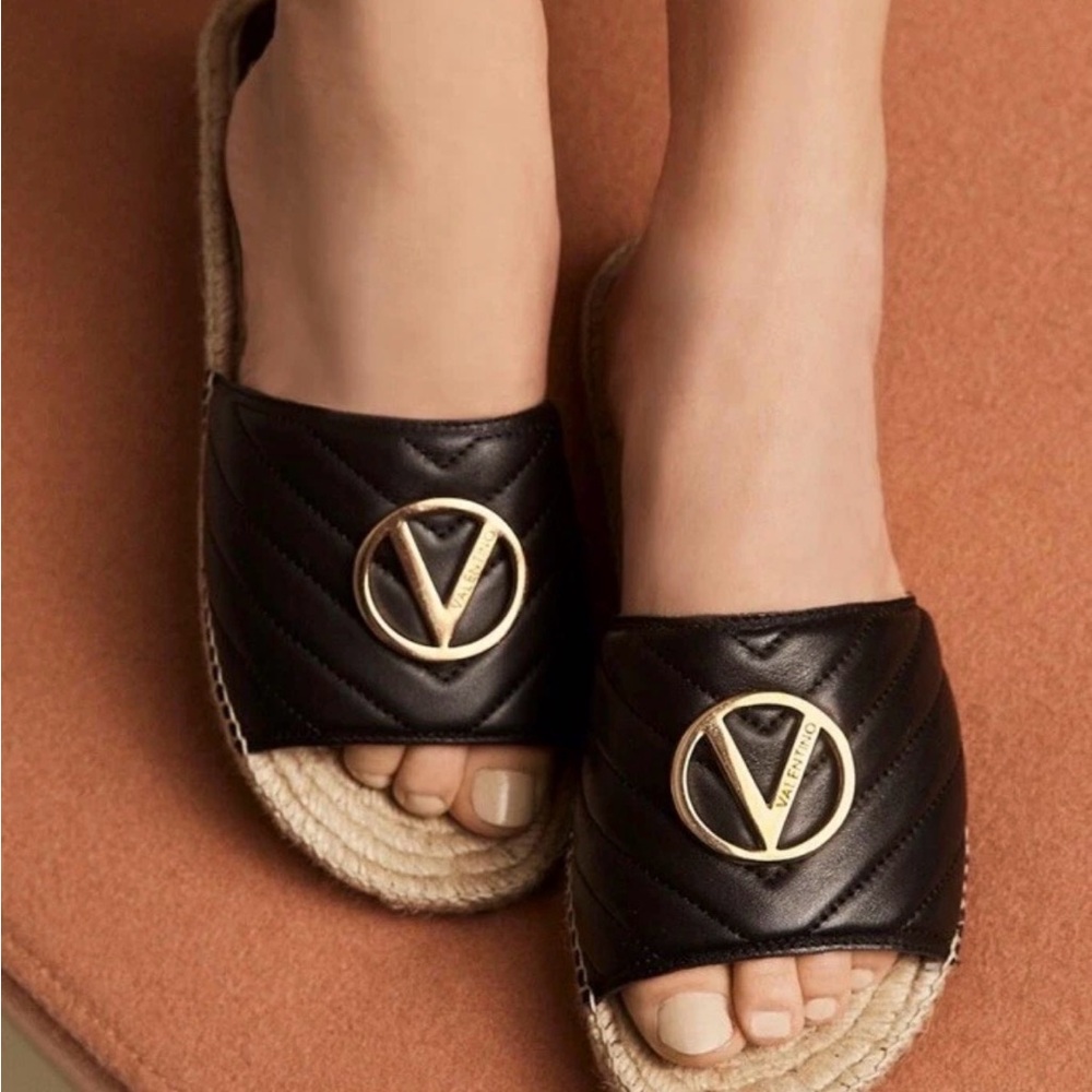 Valentino Black Espadrille Slides w/ box & dustbag